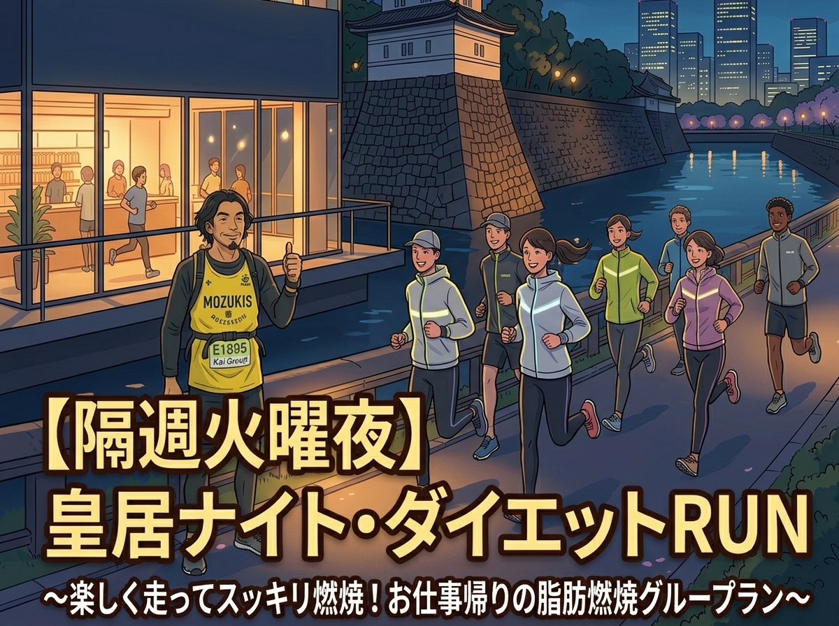 【隔週火曜夜】皇居ナイト・ダイエットRUN in RUNCUBE 〜楽しく走ってスッキリ燃焼！お仕事帰りの脂肪燃焼グループラン〜